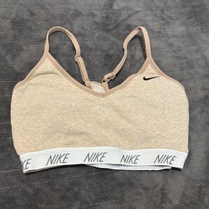 Nike Beige Sports Bra with White Band and pads. Medium